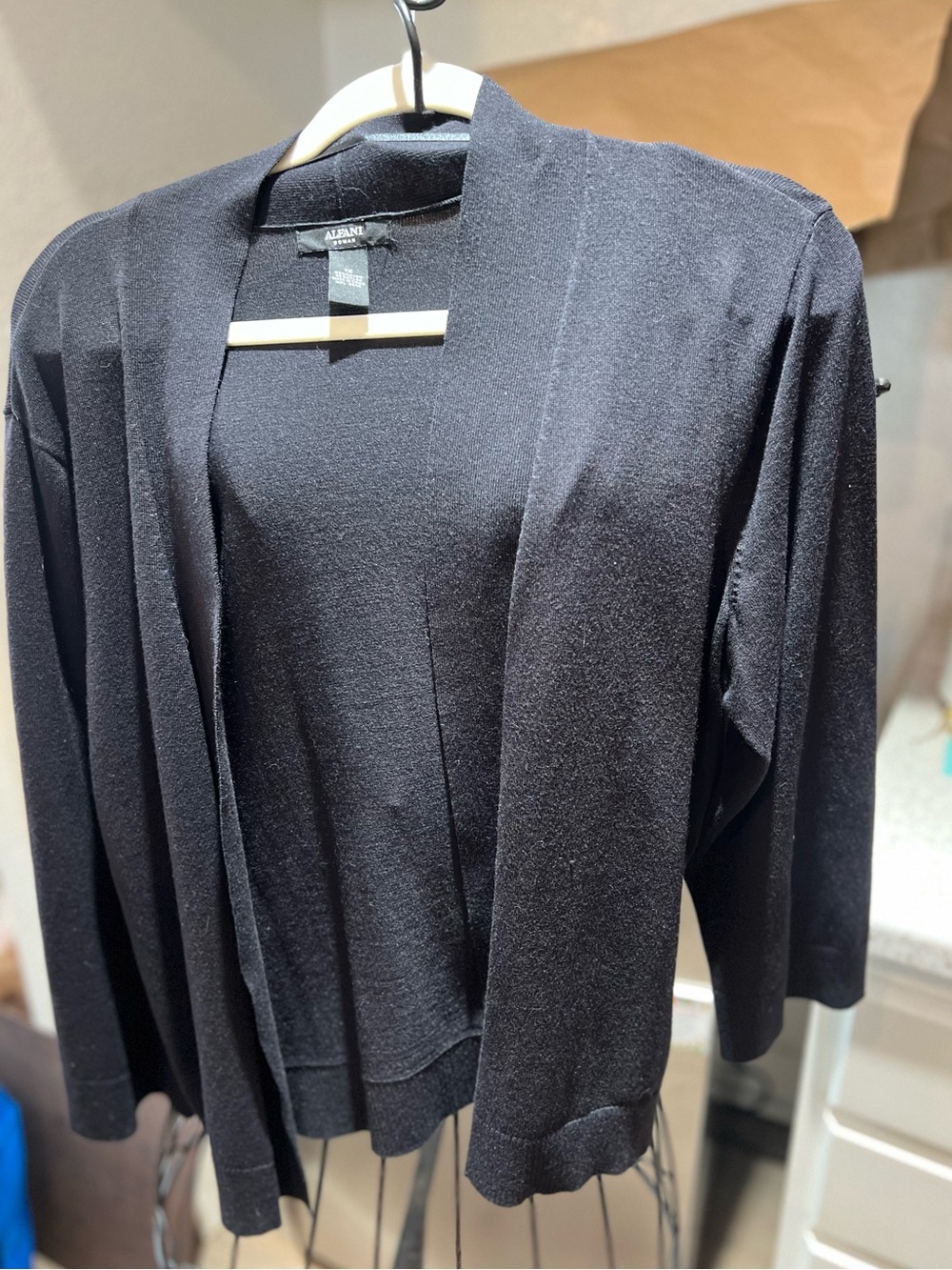 NWOT Alfani Woman Black Open Front Cardigan Knit Sweater Plus Size 1X